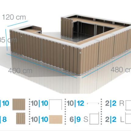 BIG BAR Elements - natural / white / grey, folding pallet, wooden